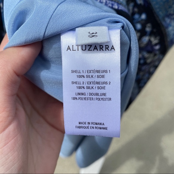 NWT ALTUZARRA Sade Wrapped Silk Midi Dress In Blue Size 38 - Picture 5 of 9